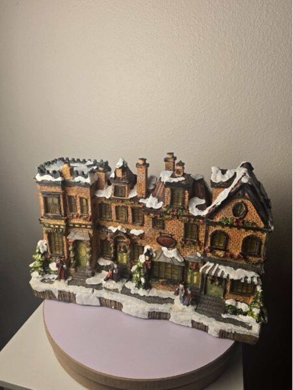 Vintage Miniature Christmas Village Row Houses, 13"W x 8.5"H - Broken Chimney